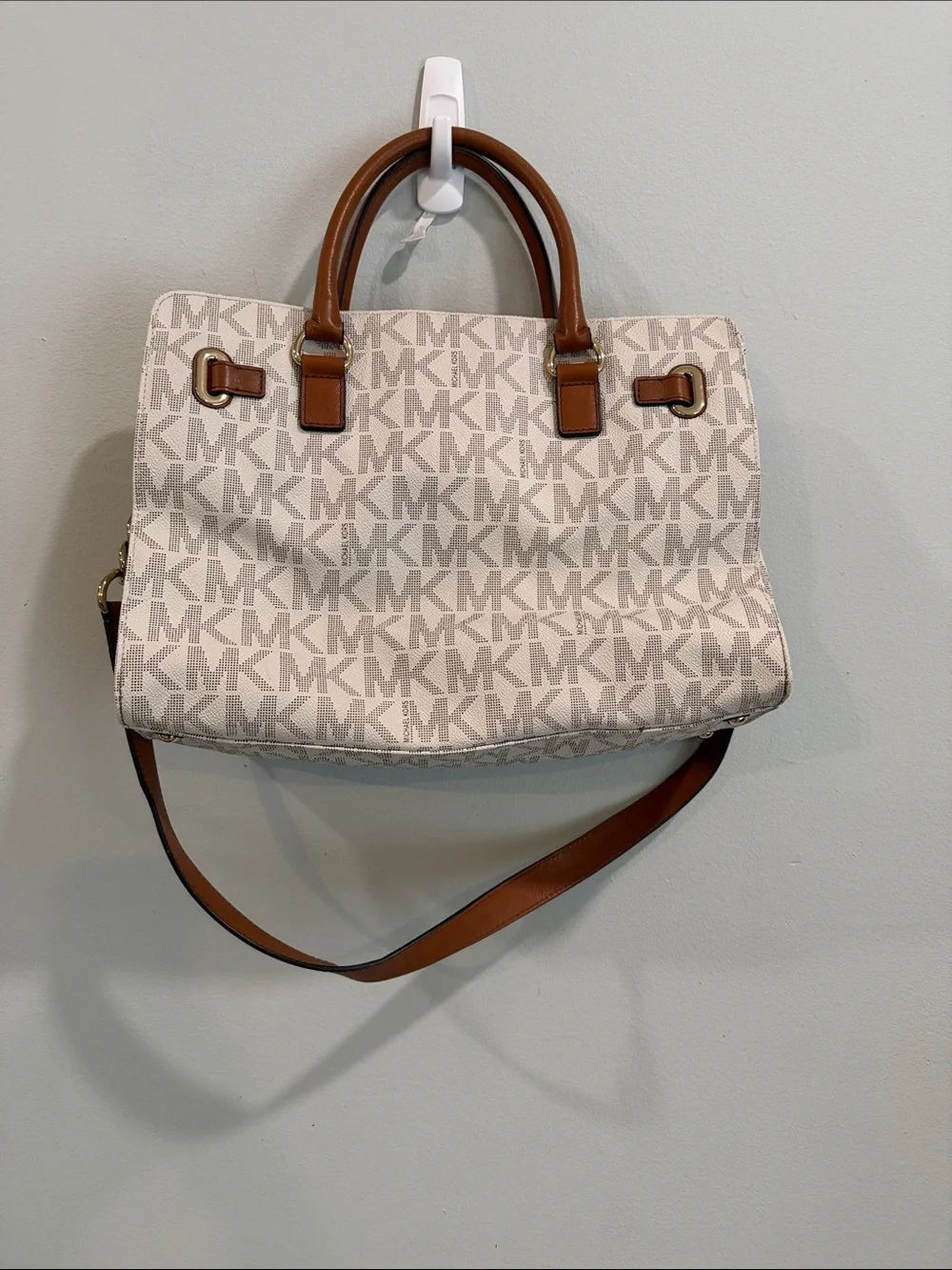 Michael Kors Cream & Brown Signature MK Satchel New without tags
